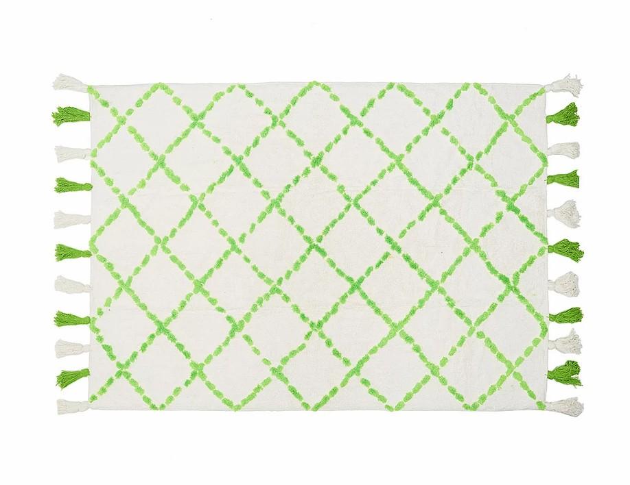 Alfombra Infantil Algodón 100% Lavable Tanger Aratextil Blanco/Verde - Nanetes #